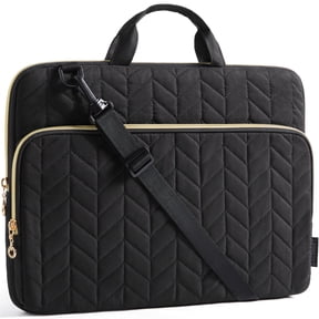 BAGSMART 15.6"-16" Laptop Shoulder Bag Laptop Sleeve Case Compatible with MacBook Pro, HP, Dell, Acer Aspire, Asus Notebook, Shockproof Soft Padded Zipper Cover Carrying Computer Bag, Quilted Black