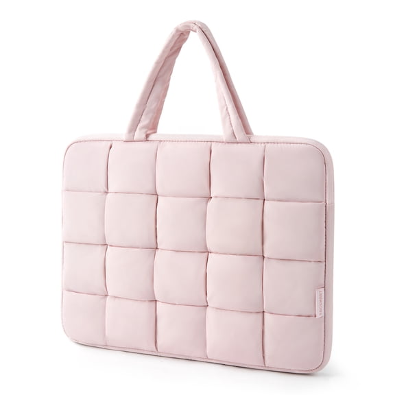 BAGSMART 13-14 Inch Laptop Case, Portable Puffy Laptop Sleeve with Handle, Macbook Case Sleeve Compatible with MacBook Air/Pro 13.3 13.6 Inch M4 M3 M2 M1, Computer Sleeve Fitted with Dell,HP, Pink