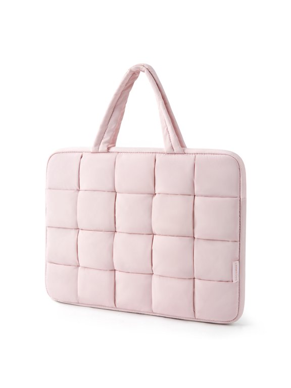13-14 Inch Laptop Case, Portable Puffy Laptop Sleeve with Handle, Macbook Case Sleeve Compatible with MacBook Air/Pro 13.3 13.6 Inch M4 M3 M2 M1, Computer Sleeve Fitted with Dell,HP, Pink