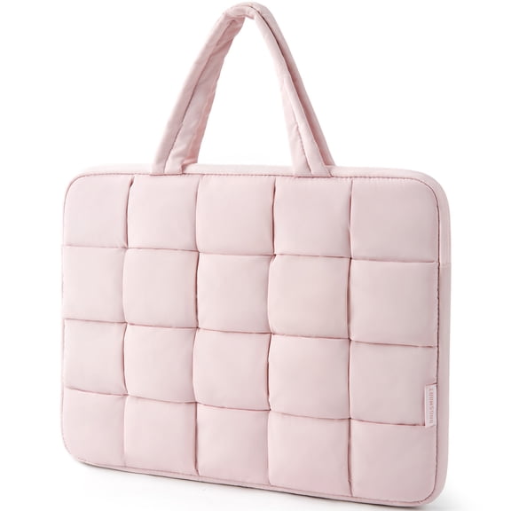 BAGSMART 15.6 Inch Laptop Case, Lightweight Puffy Laptop Sleeve with Handle, Compatible with MacBook Air Pro 15 16 Inch M4 M3 M2 M1, Laptop Bag for Women Fitted with Dell,HP, Pink
