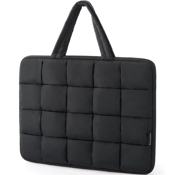 BAGSMART 15.6 Inch Laptop Case, Lightweight Puffy Laptop Sleeve with Handle, Compatible with MacBook Air Pro 15 16 Inch M4 M3 M2 M1, Laptop Bag for Women Fitted with Dell,HP, Black