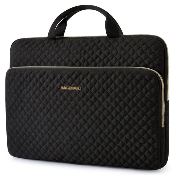BAGSMART Laptop Sleeve Protective Case for 13-13.3" Notebook, Soft Padded Zipper Cover Carrying Computer Bag Compatible with 14" MacBook Air Pro, Black with Handle