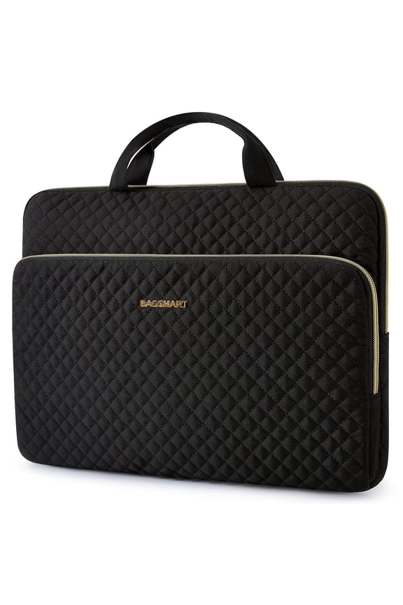 Laptop Sleeve Protective Case for 13-13.3" Notebook, Soft Padded Zipper Cover Carrying Computer Bag Compatible with 14" MacBook Air Pro, Black with Handle