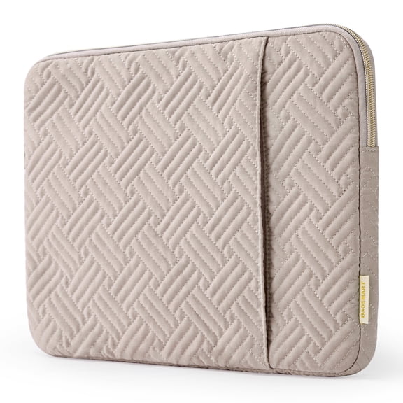 BAGSMART Laptop Sleeve for 13-13.3" Notebook, Protective Soft Padded Zipper Cover Carrying Computer Bag with Pocket, Compatible with MacBook Air/Pro Chromebook Tablet Ultrabook 14 inch, Light Tan