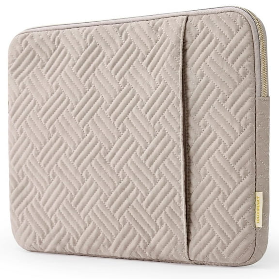 BAGSMART Laptop Sleeve for 13-13.3" Notebook, Protective Soft Padded Zipper Cover Carrying Computer Bag with Pocket, Compatible with MacBook Air/Pro Chromebook Tablet Ultrabook 14 inch, Light Tan