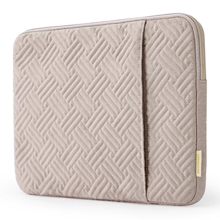 BAGSMART Laptop Sleeve for 13-13.3" Notebook, Protective Soft Padded Zipper Cover Carrying Computer Bag with Pocket, Compatible with MacBook Air/Pro Chromebook Tablet Ultrabook 14 inch, Light Tan