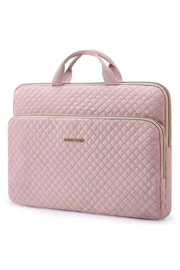 Laptop Sleeve Protective Case for 13-13.3" Notebook, Soft Padded Zipper Cover Carrying Computer Bag Compatible with 14" MacBook Air Pro, Pink with Handle