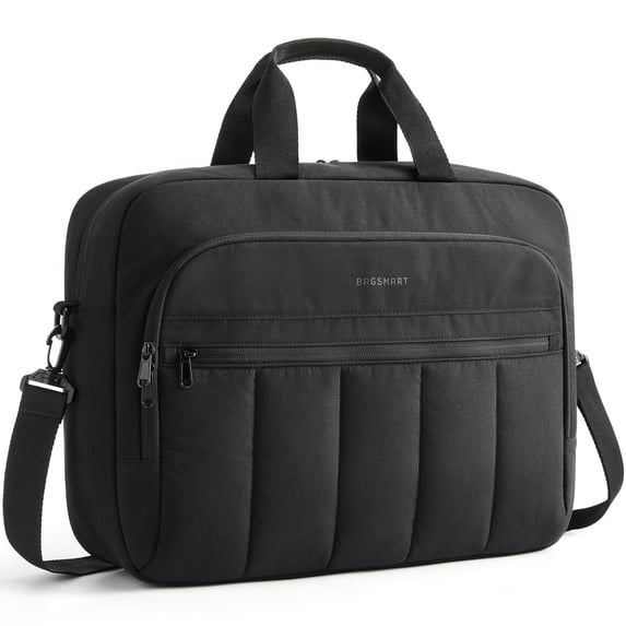 BAGSMART 15.6" Laptop Bag Briefcase, Computer Messenger Bag, Business Work Travel Laptop Shoulder Bag, Carrying Handbag Laptop Sleeve Case for Women & Men, Quilted Black