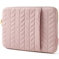 thumbnail image 1 of BAGSMART Laptop Sleeve for 13-13.3" Notebook, Protective Soft Padded Zipper Cover Carrying Computer Bag with Pocket, Compatible with MacBook Air/Pro Chromebook Tablet Ultrabook 14 inch, Quilted Pink, 1 of 10