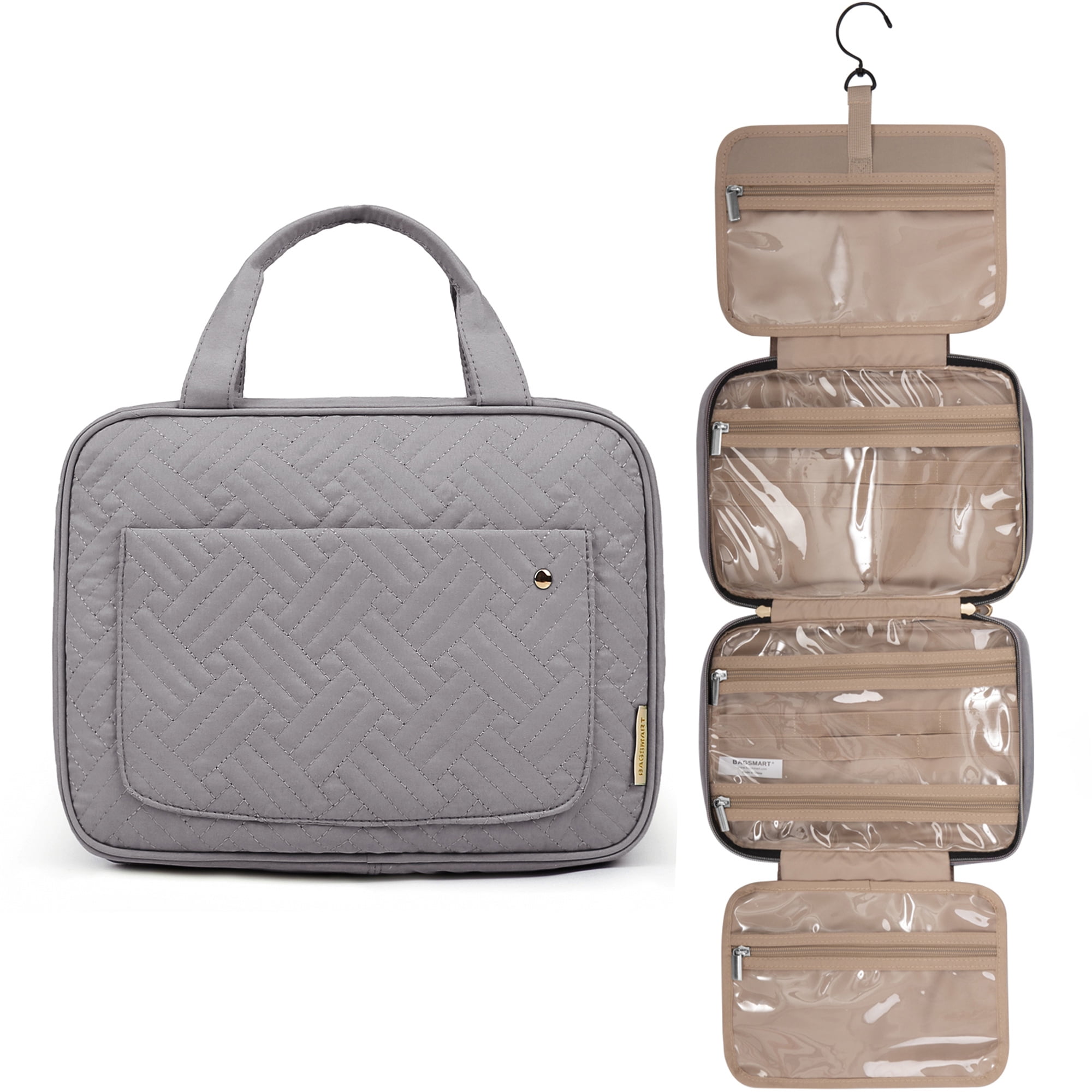 BAGSMART Waterproof Toiletry Bag, Large, Hanging Hook, Makeup Organizer ...