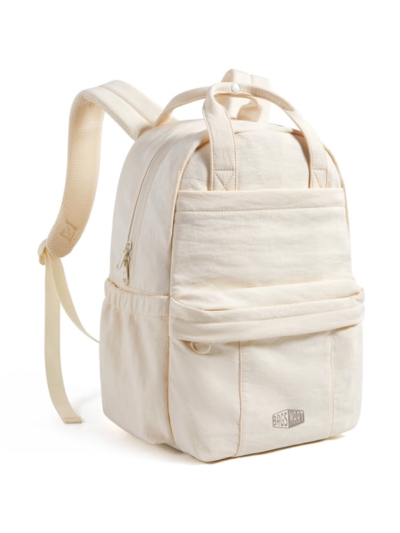 Lightweight Unisex Casual Backpack, Water-Resistant Daypack Bookbag for 14-15 Inch Laptop, Travel Work Commuter, Cream