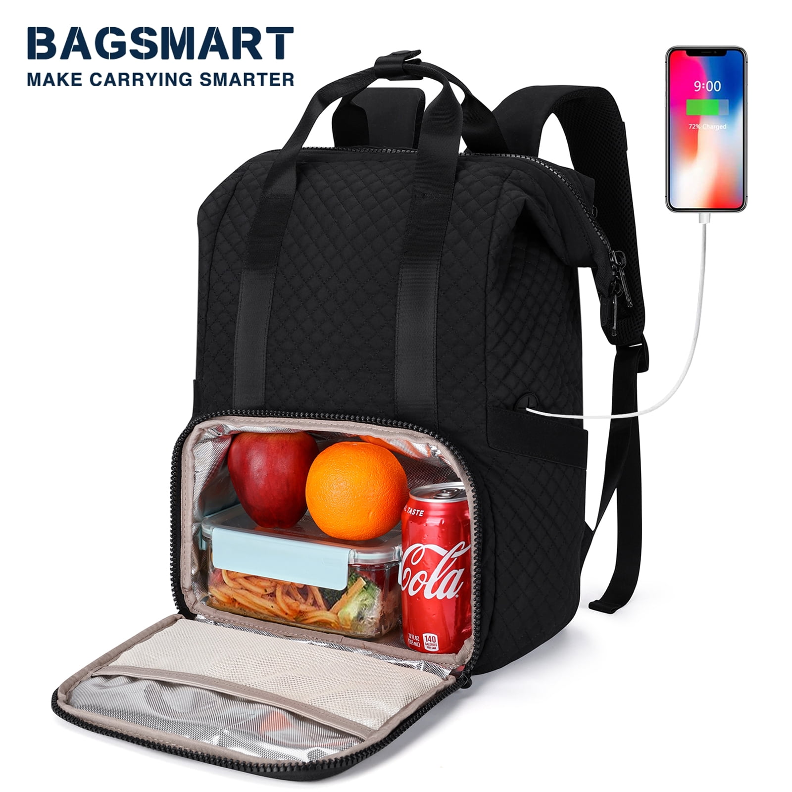 BAGSMART Lunch Backpack 17.7" Travel Laptop Backpack Cooler Bag with