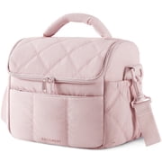 BAGSMART Insulated Lunch Bags for Women, Cute Quilted Lunch Box, Lightweight Puffy Padded Waterproof Lunch Tote, Reusable Lunch Cooler for Work Picnic Travel, P