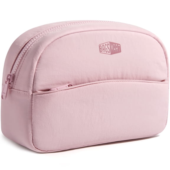 BAGSMART Makeup Bag Cosmetic Pouch, Waterproof Toiletry Bag Travel Organizer Case for Lipsticks Electonic Accessories,Pink