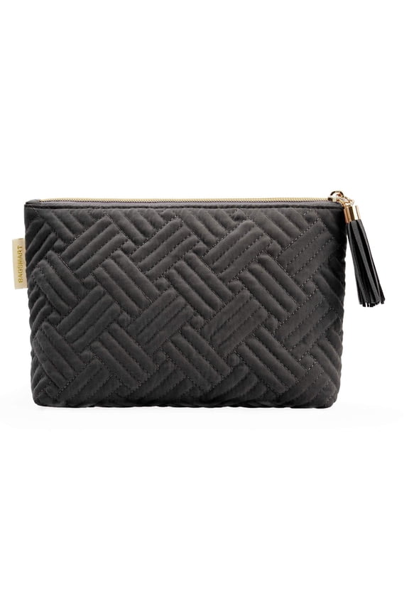 Makeup Bag Small Cosmetic Pouch Toiletry Bag Travel Organizer Case for Lipsticks Electonic Accessories, Waterproof, Portable, Multifunction, Women and Girls, Black