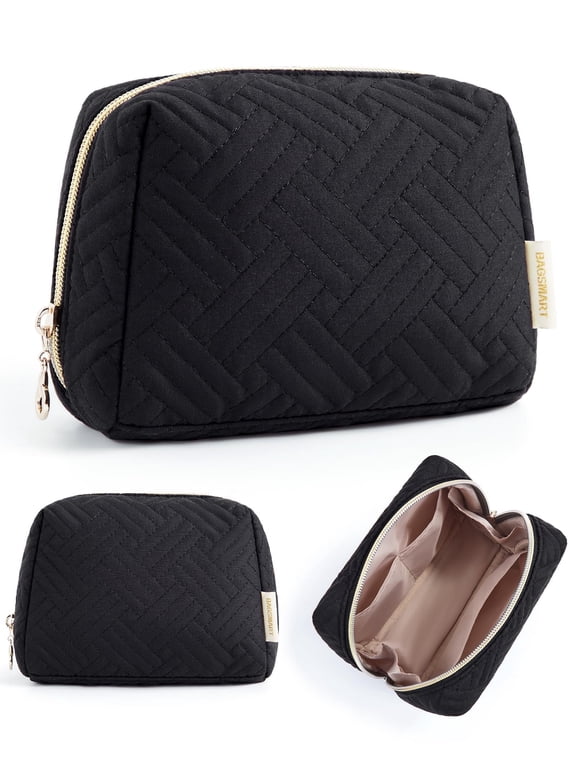Small Makeup Bag, Travel Cosmetic Bag Make Up Pouch Small Travel Zipper Pouch,Water-resistant Toiletry Bag,Makeup Organizer Bag for Women, Black