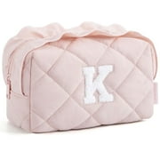 BAGSMART Wide-open Makeup Bag Cosmetic Pouch Organizer Travel Toiletry Bag Essentials Accessories for Women Girls, Pink