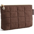 thumbnail image 1 of BAGSMART Small Makeup Bag, Water-Resistant Cosmetic Pouch Puffy Portable Travel Organizer for Women, Grid Quilted Coffee, 1 of 10