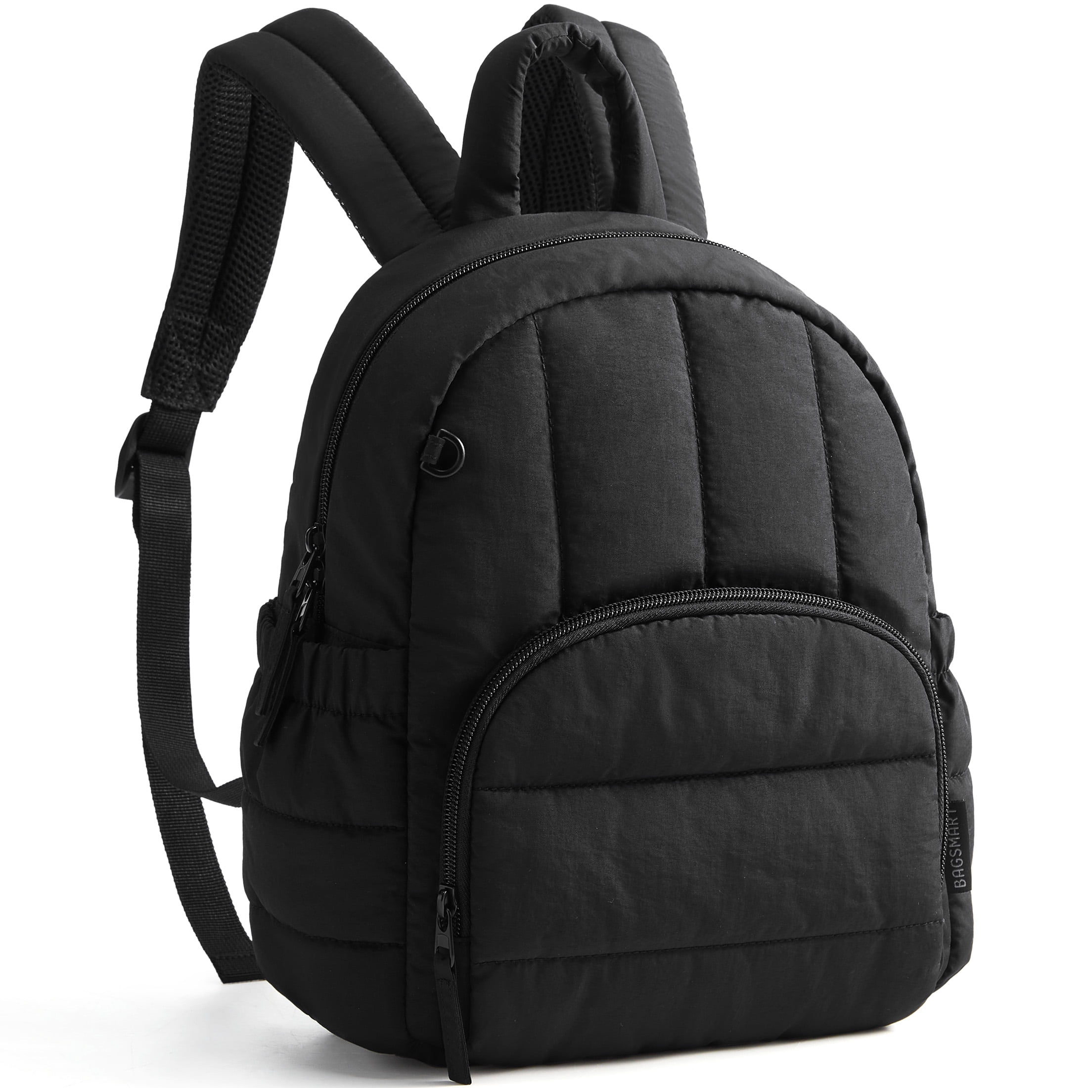 BAGSMART Mini Backpack for Women, Lightweight Puffer Small Backpack Purse, Quilted Casual Travel Daypack, Cute Water-Resistant Bookbag for Daily, Black