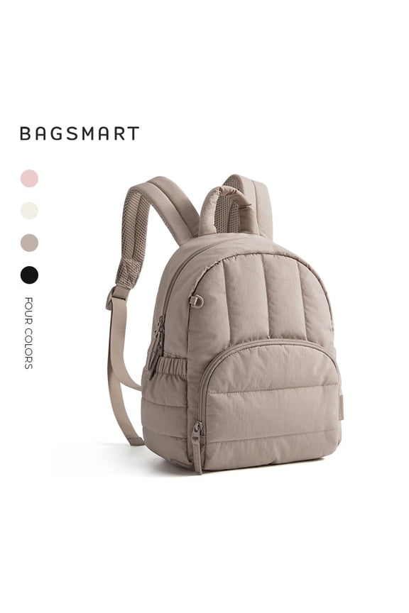 Mini Backpack for Women, Lightweight Puffer Small Backpack Purse, Quilted Casual Travel Daypack, Cute Water-Resistant Bookbag for Daily, Camel