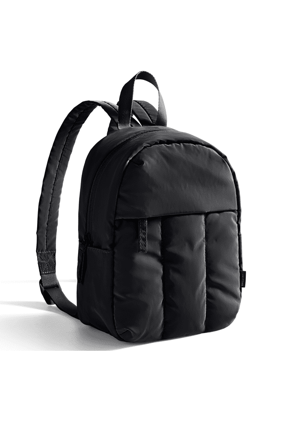 Lightweight Backpack Purses for Women, Water-resistant Puffer Mini Backpack Small Daily Backpack Fashion Bookbag, Quilted Black