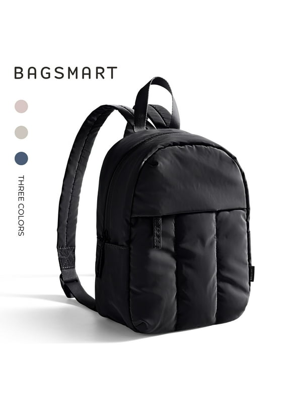 Lightweight Backpack Purses for Women, Water-resistant Puffer Mini Backpack Small Daily Backpack Fashion Bookbag, Quilted Black