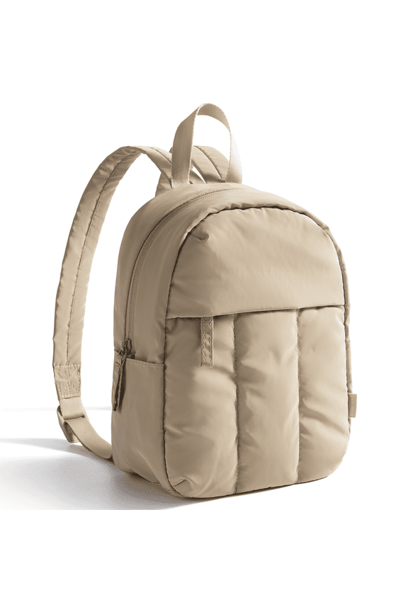Lightweight Backpack Purses for Women, Water-resistant Puffer Mini Backpack Small Daily Backpack Fashion Bookbag, Quilted Camel
