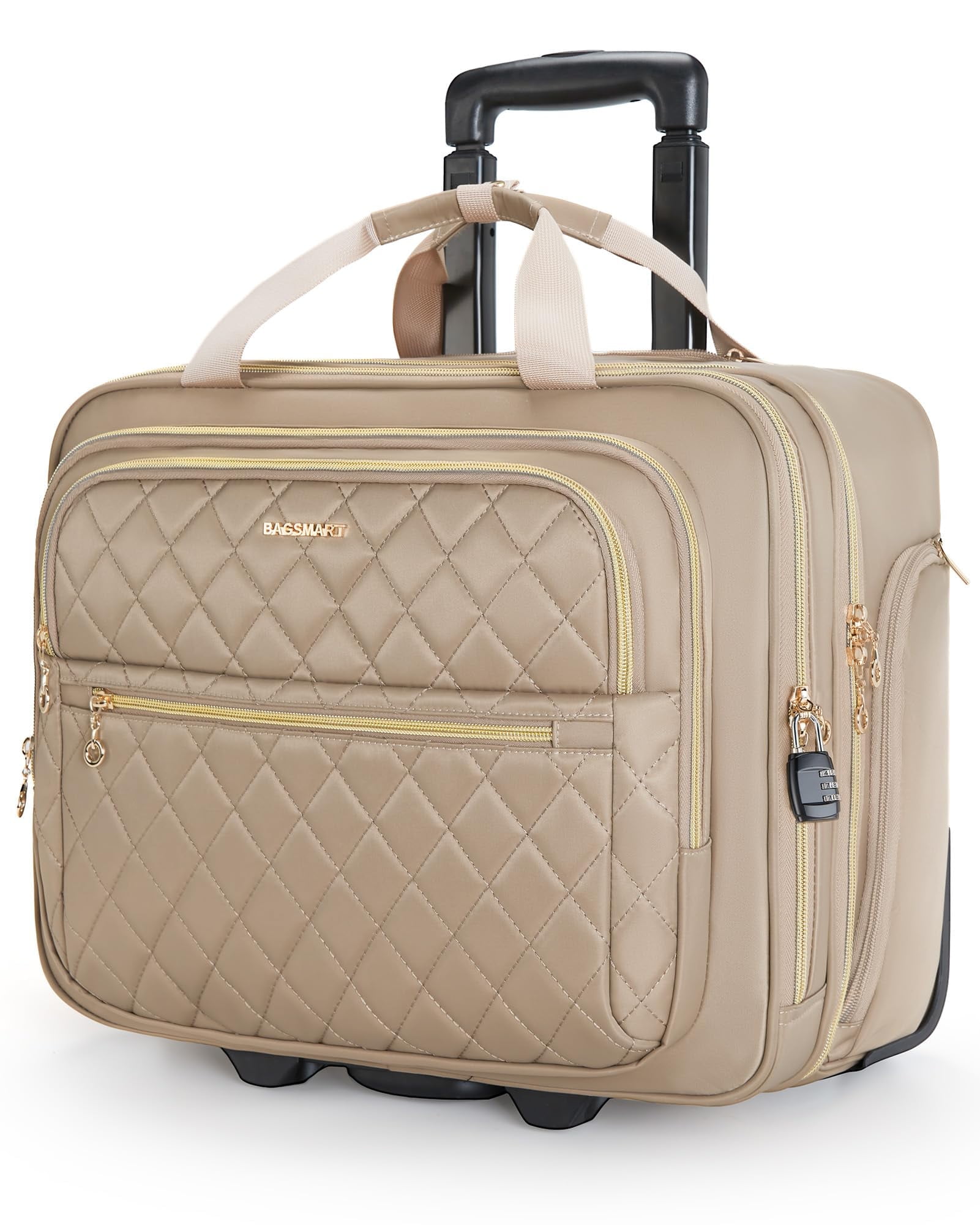 BAGSMART Rolling Laptop Bag Women, Underseat Wheeled Briefcase Fits 15.
