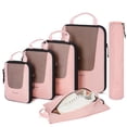 thumbnail image 1 of BAGSMART Set of 6 Compression Packing Cubes for Travel, Packing Organizers for Suitcases, Luggage Storage Bags Sets with Shoe & Laundry Bag, Expandable Foldable Lightweight, Baby Pink, 1 of 7