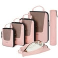 thumbnail image 1 of BAGSMART Set of 6 Compression Packing Cubes for Travel, Packing Organizers for Suitcases, Luggage Storage Bags Sets with Shoe & Laundry Bag, Expandable Foldable Lightweight, Baby Pink, 1 of 7