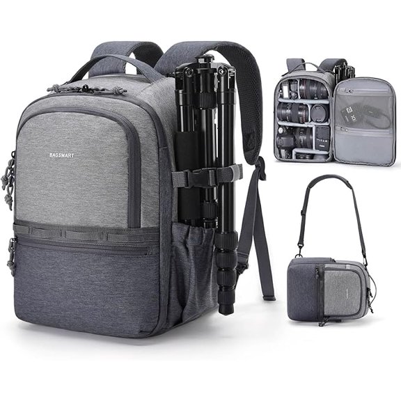 BAGSMART Shockproof Water-resistant Backpack, Sling Camera Backpack for DSLR, SLR Cameras, Gray, 1