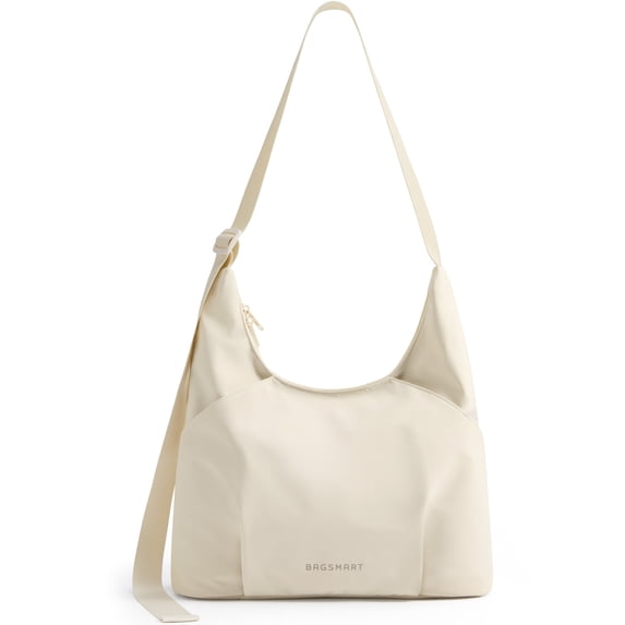 BAGSMART Everyday Carry Hobo Bag, Water-Resistant Crossbody Purse Casual Shoulder Bag for shopping, work, dating, vacation, White