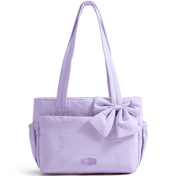 BAGSMART Crush Everyday Tote Bag for Women, Lightweight Tote Bag Casual Handbags for 13-Inch Laptop, Travel, Work, Beach, Gym, Shop, Purple