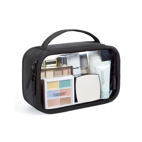 BAGSMART TSA-Approved Toiletry Bag, Large Opening Clear Makeup Bag with Handle, Quart Sized Travel Toiletry Bag, Carry-On Airline Compliant for Men and Women, Black