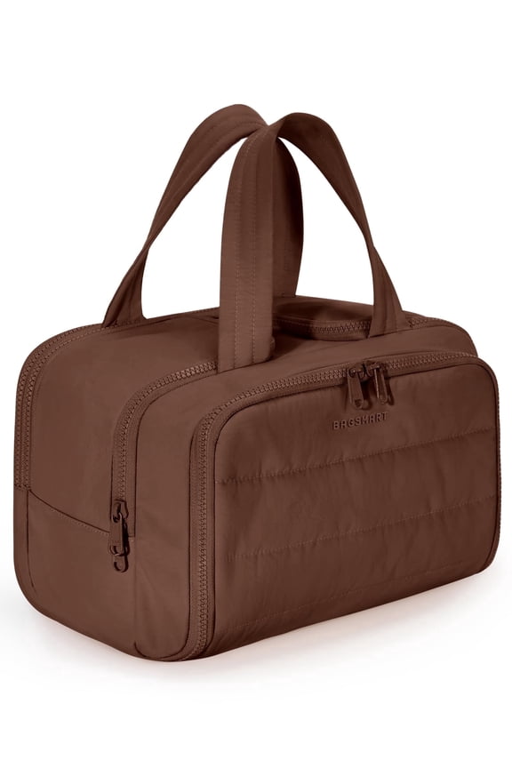 Crush Toiletry Bag for Travel, Lightweight Large Wide-open Travel Bag for Women, Puffy Cosmetic Makeup Bag Organizer with Handle for Accessories,Essentials, Toiletries, Coffee