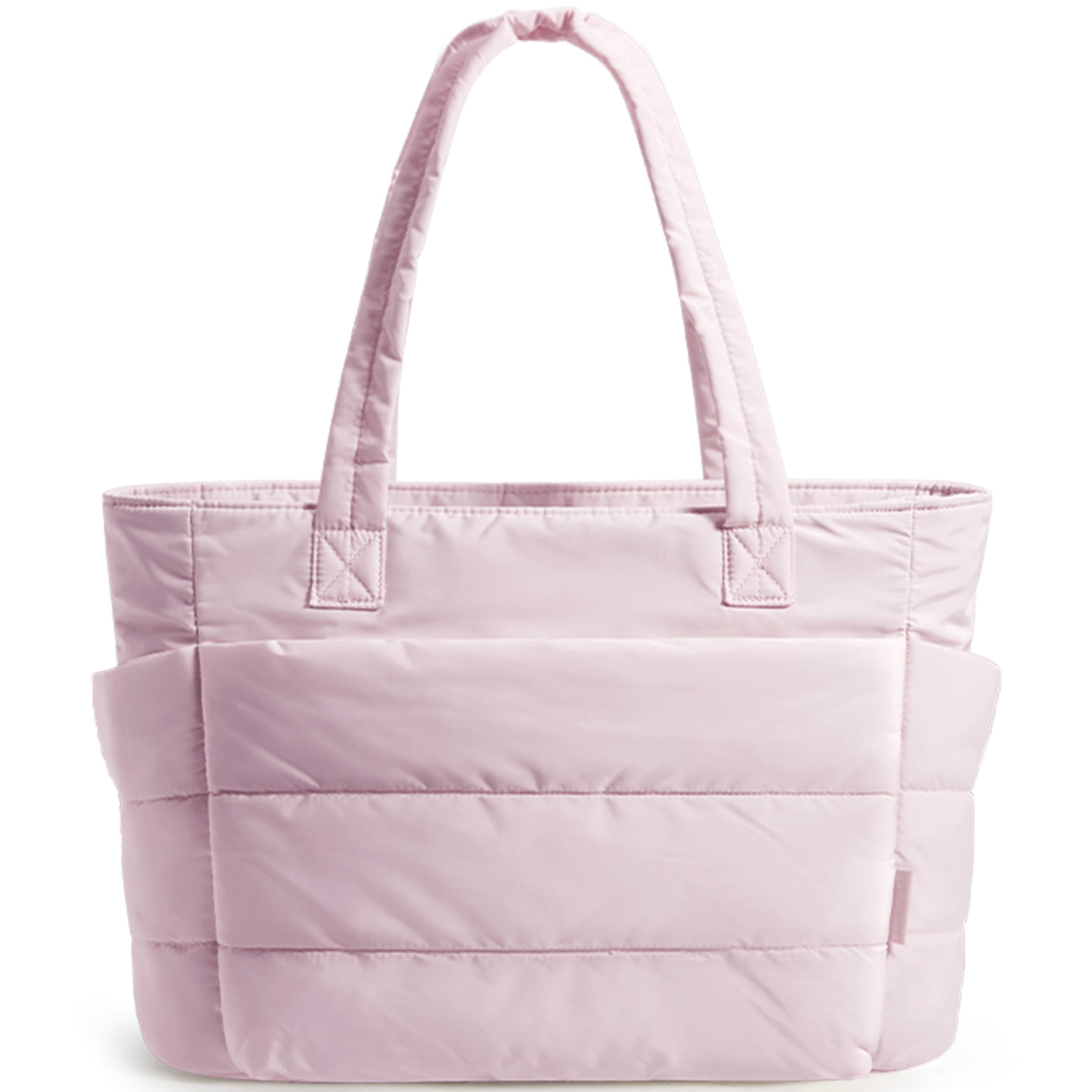 BAGSMART Tote Bag for Women, Lightweight Shoulder Bag with Compartments Puffy Handbag for Travel, Work, Beach, Gym, Shop, Pink