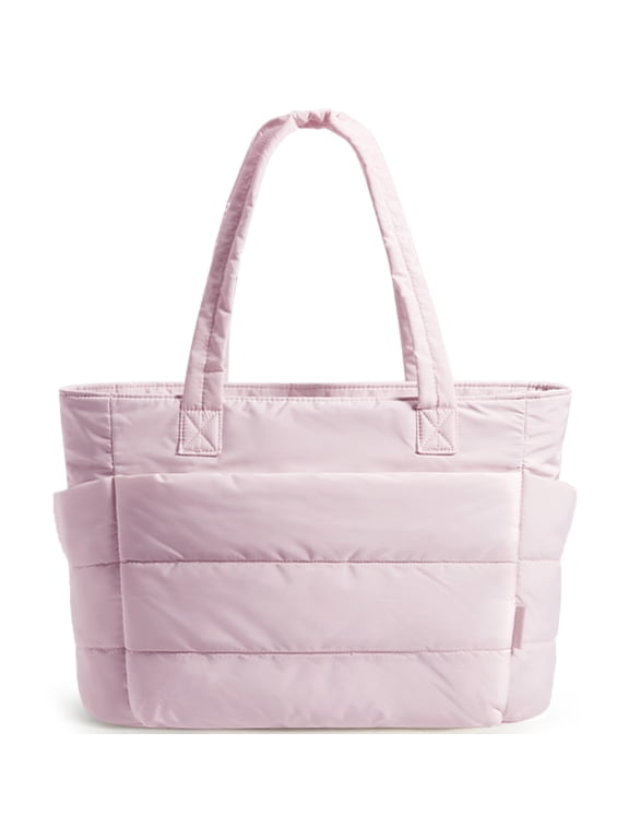 Tote Bag for Women, Lightweight Shoulder Bag with Compartments Puffy Handbag for Travel, Work, Beach, Gym, Shop, Pink