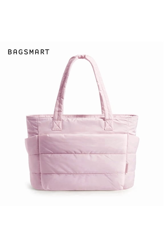 Tote Bag for Women, Lightweight Puffy Tote Bag for Travel, Work, Beach, Gym, Shop, Pink
