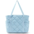 thumbnail image 1 of BAGSMART Tote Bag for Women, Puffer Tote Bag with Zipper, Travel Essentials Quilted Nurse Bag Carry On Bag for Travel Work, Sky Blue, 1 of 7