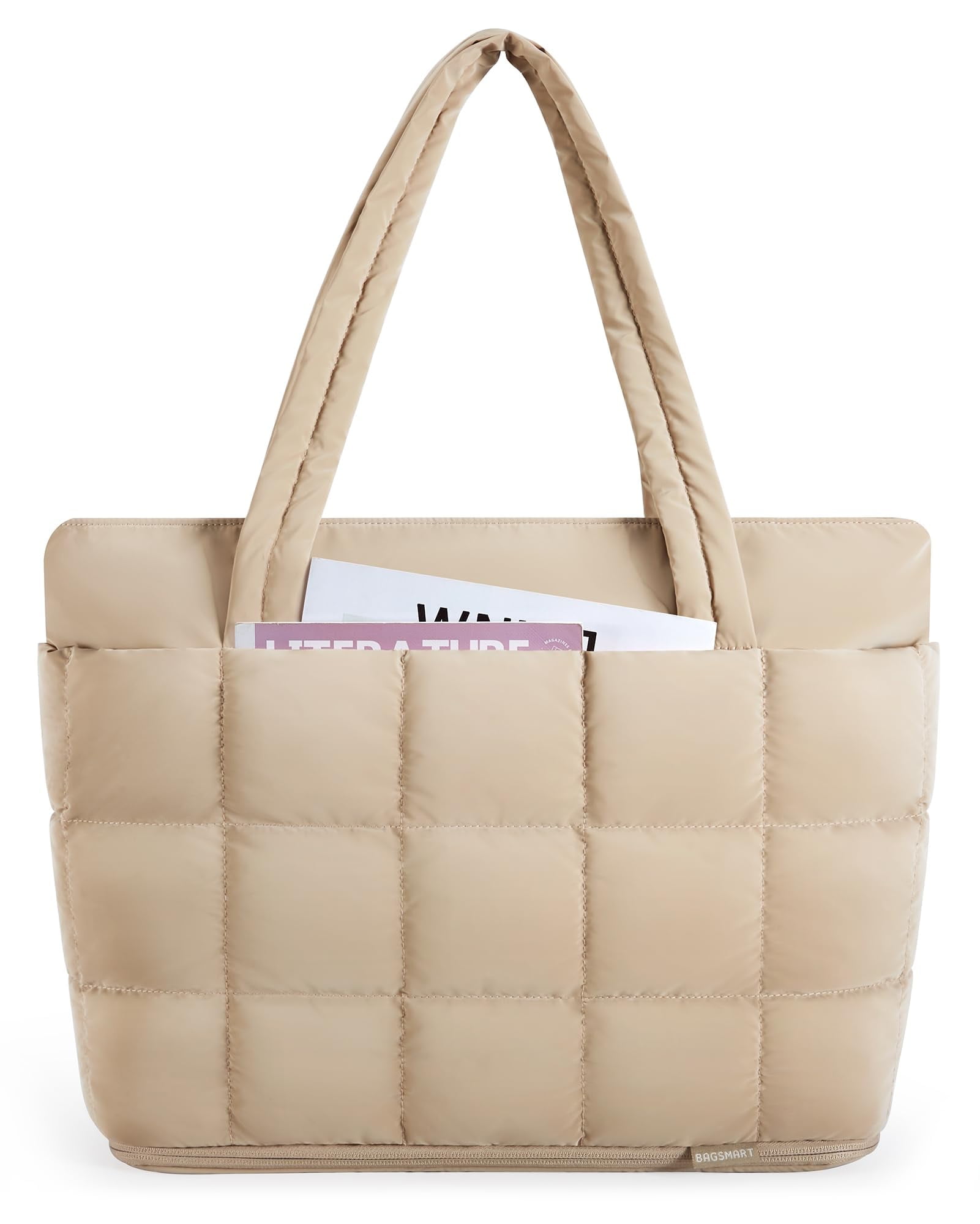 Women's Puffy Tote Bag - Large Lightweight Work Tote With Laptop Sleeve, Gym & Travel Shoulder Bag