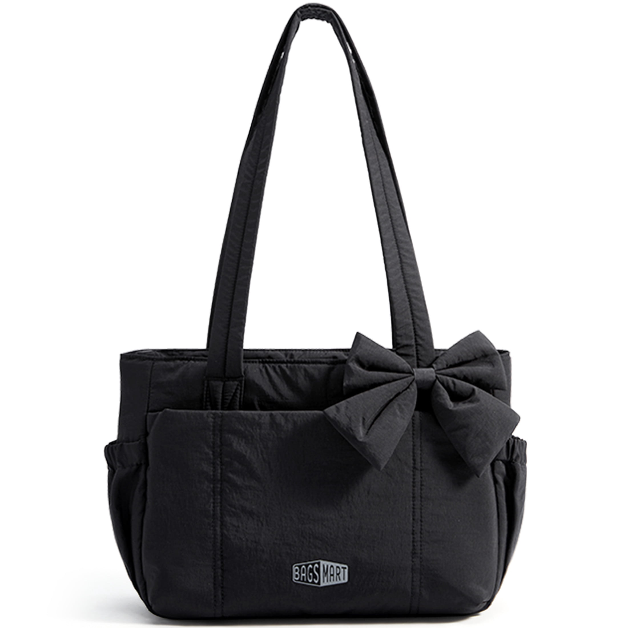 BAGSMART Crush Everyday Tote Bag for Women, Lightweight Tote Bag Casual Handbags for 13-Inch Laptop, Travel, Work, Beach, Gym, Shop, Black