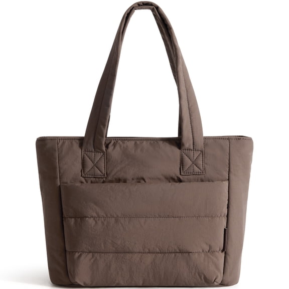 BAGSMART Tote Bag for Women, Lightweight Shoulder Bag with Compartments Puffy Handbag for Travel, Work, Beach, Gym, Shop, Coffee-Basic