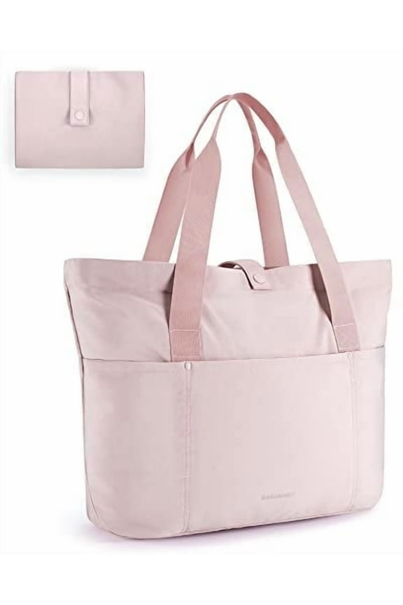 Tote Bag for Women, Foldable Tote Bag With Zipper Travel Large Shoulder Bag Handbag for Work, Pink