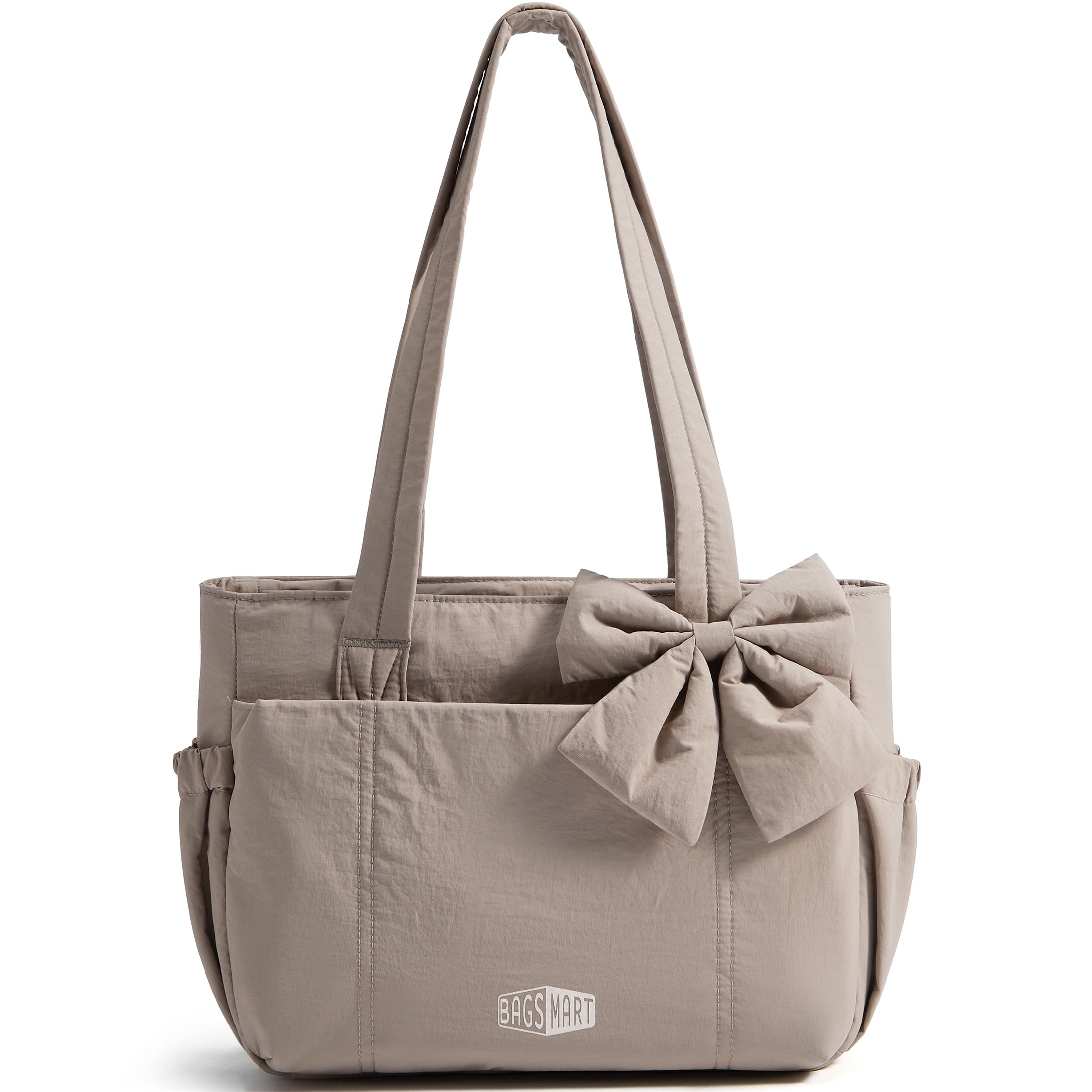 BAGSMART Crush Everyday Tote Bag for Women, Lightweight Tote Bag Casual Handbags for 14-Inch Laptop, Travel, Work, Beach, Gym, Shop, Camel