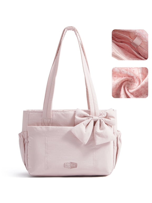 Crush Everyday Tote Bag for Women, Lightweight Tote Bag Casual Handbags for 13-Inch Laptop, Travel, Work, Beach, Gym, Shop, Pink with Floral Lining