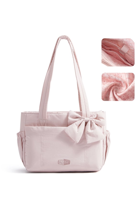 Crush Everyday Tote Bag for Women, Lightweight Tote Bag Casual Handbags for 13-Inch Laptop, Travel, Work, Beach, Gym, Shop, Pink with Floral Lining