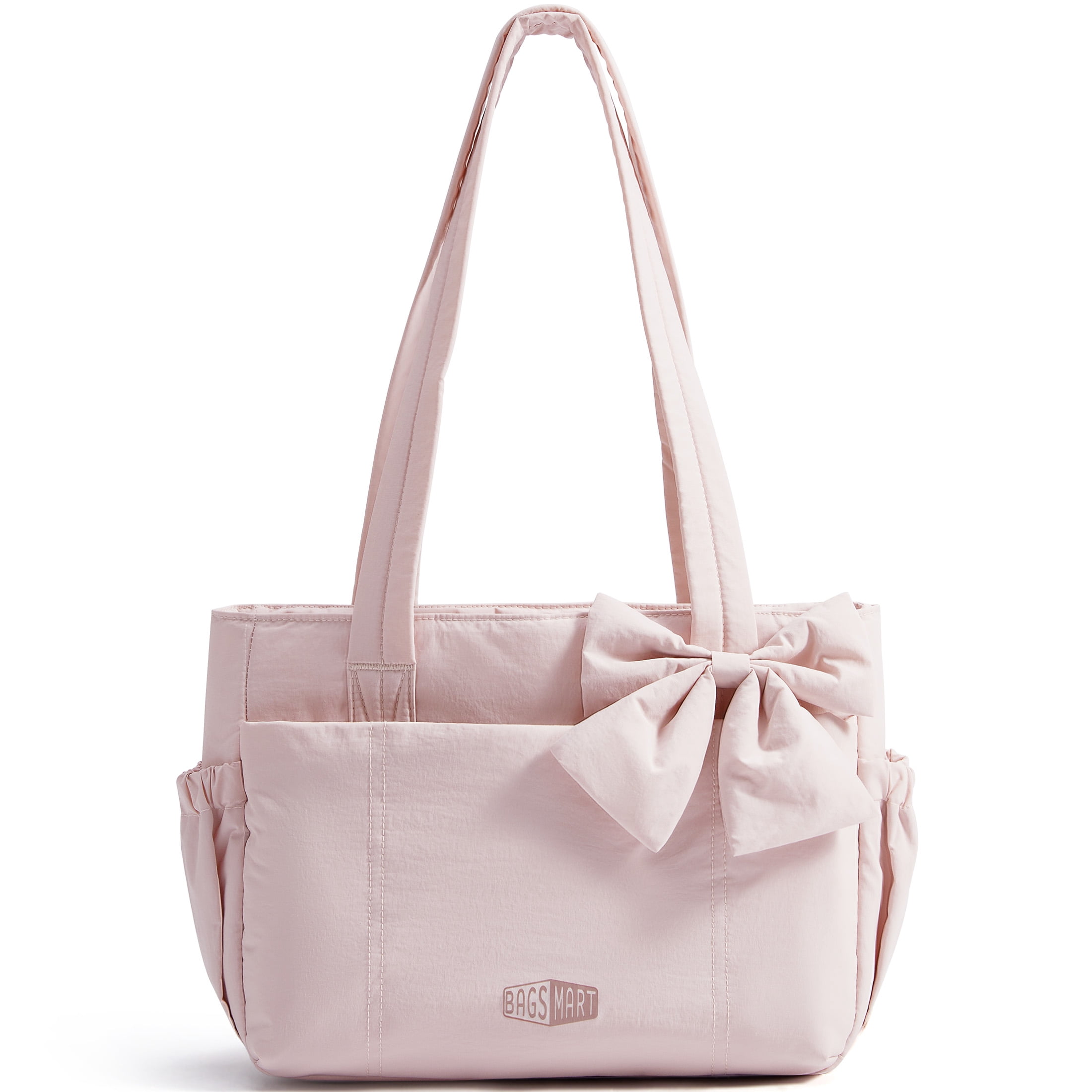 BAGSMART Crush Everyday Tote Bag for Women, Lightweight Tote Bag Casual Handbags for 13-Inch Laptop, Travel, Work, Beach, Gym, Shop, Pink