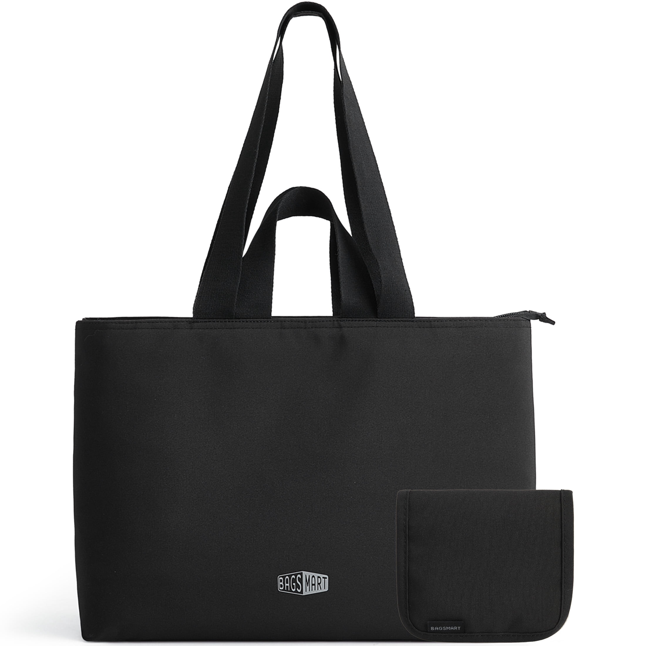 BAGSMART Halo Tote Bag for 15.6" Laptop, Lightweight 25L Tote Bag Casual Handbags for Travel, Work, Beach, Gym, Shop, Black