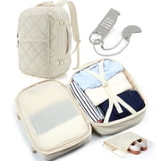 BAGSMART Travel Backpack, 30L Flight Approved Carry on Backpack with Door Lock, 17.3 Inch TSA Personal Item Backpack with Shoe Bag,Suitcase for Travel, Cream