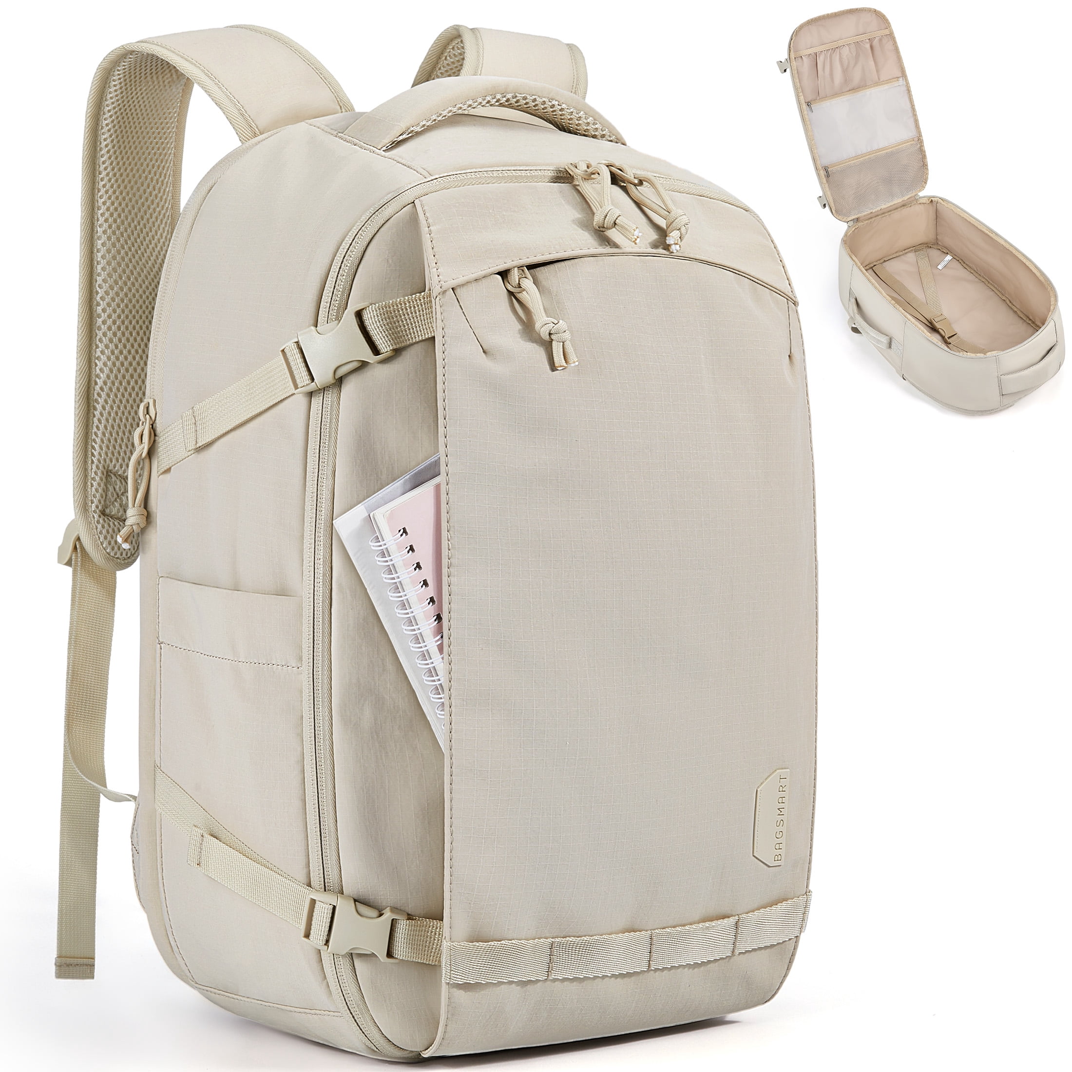 bagsmart laptop backpack weekender BAGSMART Travel Backpack, 15.6 Inch Carry On Backpack Flight Approved, TSA  Approved Personal Item Travel Bag, Water Resistant Weekender Bag Luggage  Daypack, Cream